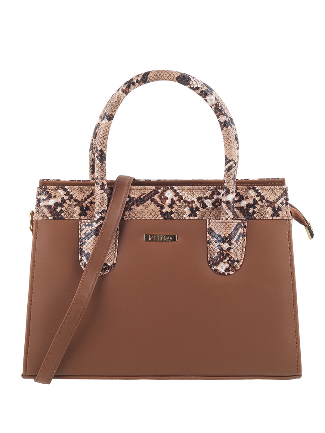 

Metro Animal Printed Structured Handheld Bag, Brown