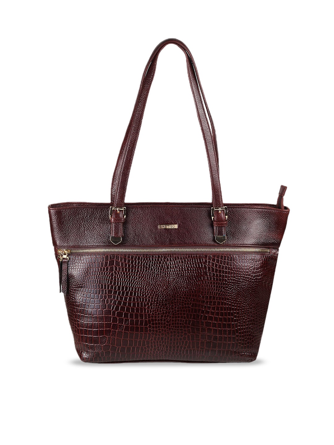 

Metro Animal Textured Leather Oversized Shopper Shoulder Bag, Brown