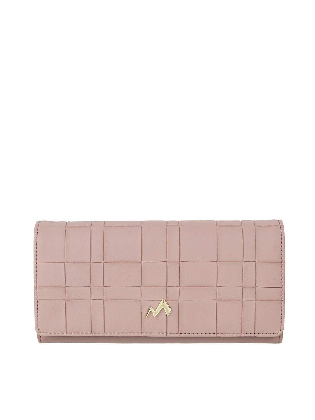 

Metro Women Checked Zip Detail PU Zip Around Wallet, Pink