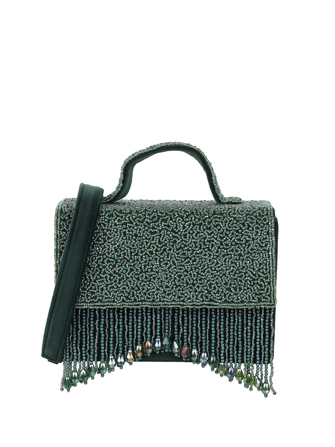 

Mochi Embellished Box Clutch, Green