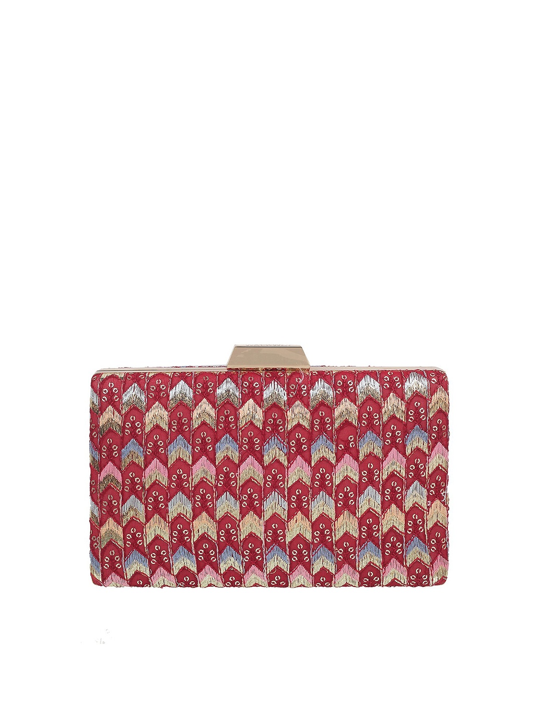 

WALKWAY by Metro Embellished Box Clutch, Maroon