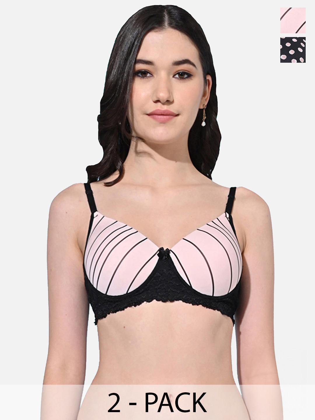 

FIMS Pack of 2 Full Coverage Lightly Padded Bra With All Day Comfort, Pink