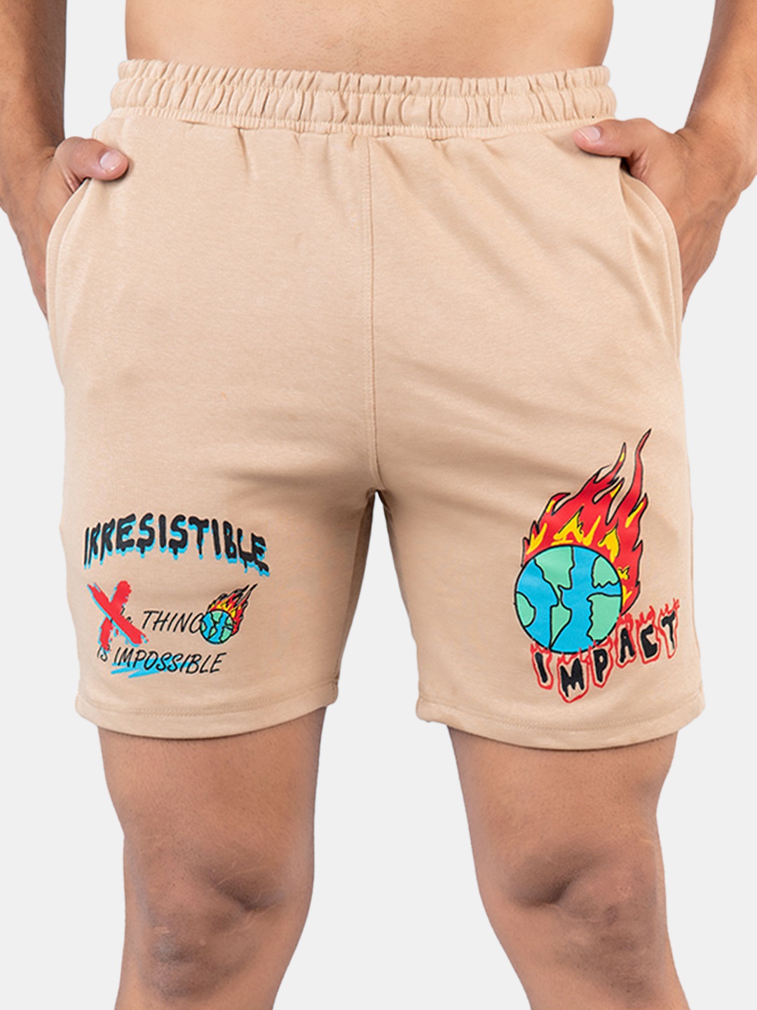 

Tistabene Men Printed Cotton Shorts, Beige