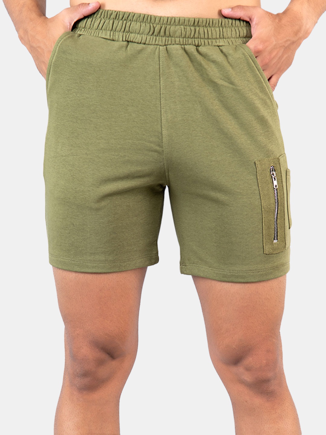 

Tistabene Men Mid-Rise Cotton Shorts, Olive