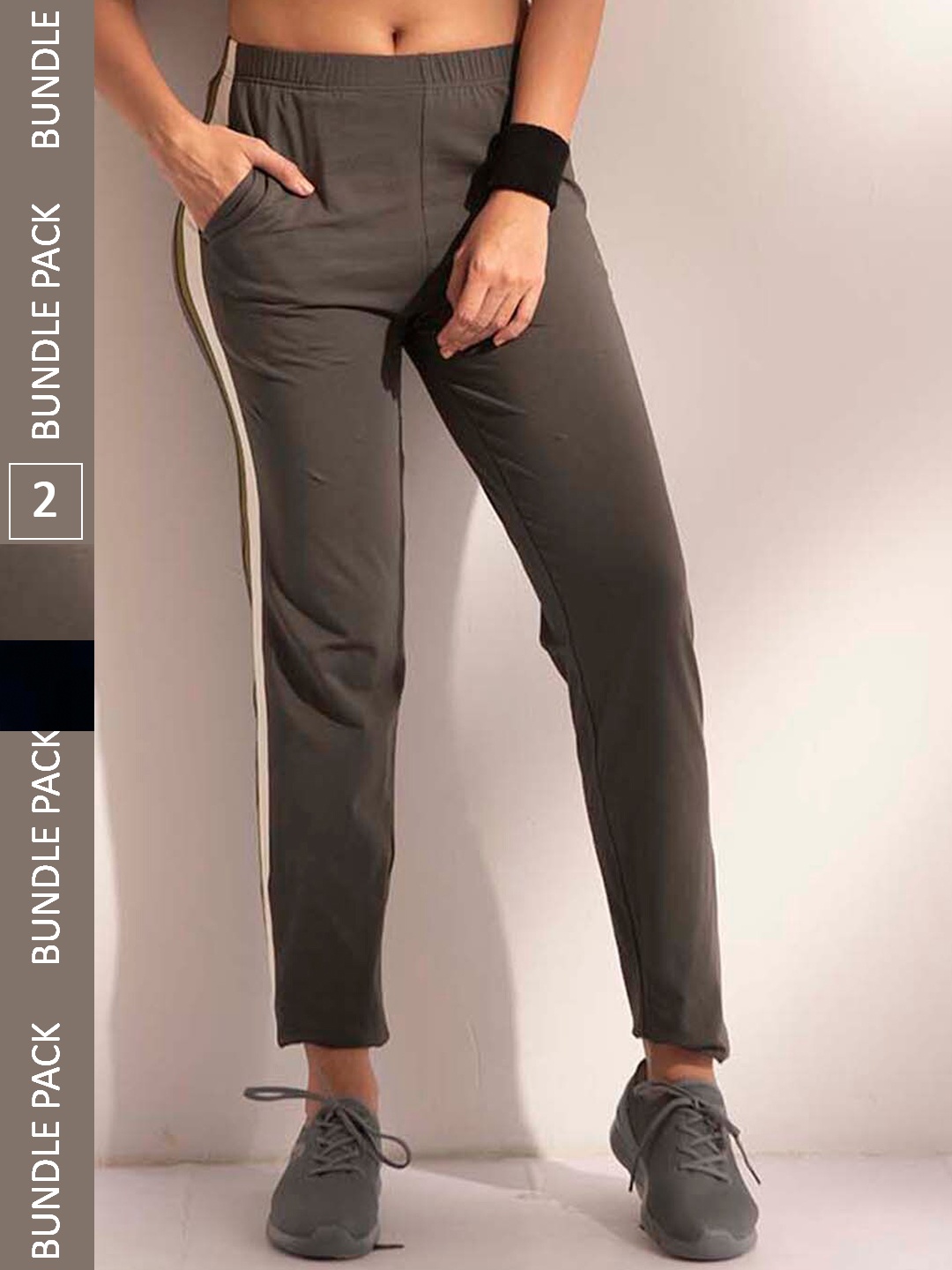 LYRA Women Pack Of 2 Assorted Cotton Relaxed Fit Anti Odour Outdoor Cotton Track Pants