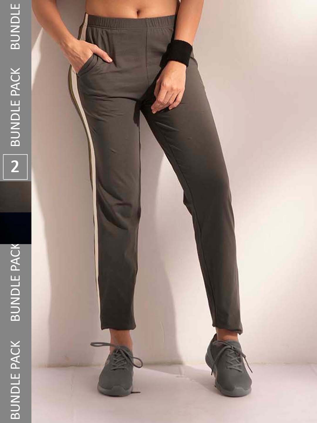 LYRA Women Pack Of 2 Assorted Cotton Relaxed Fit Track Pants With Anti Odour Technology