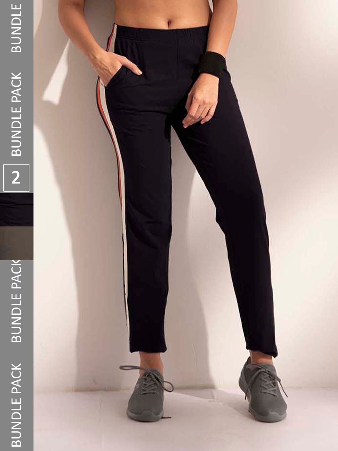 

LYRA Women Pack Of 2 Assorted Cotton Relaxed Fit Anti Odour Track Pants