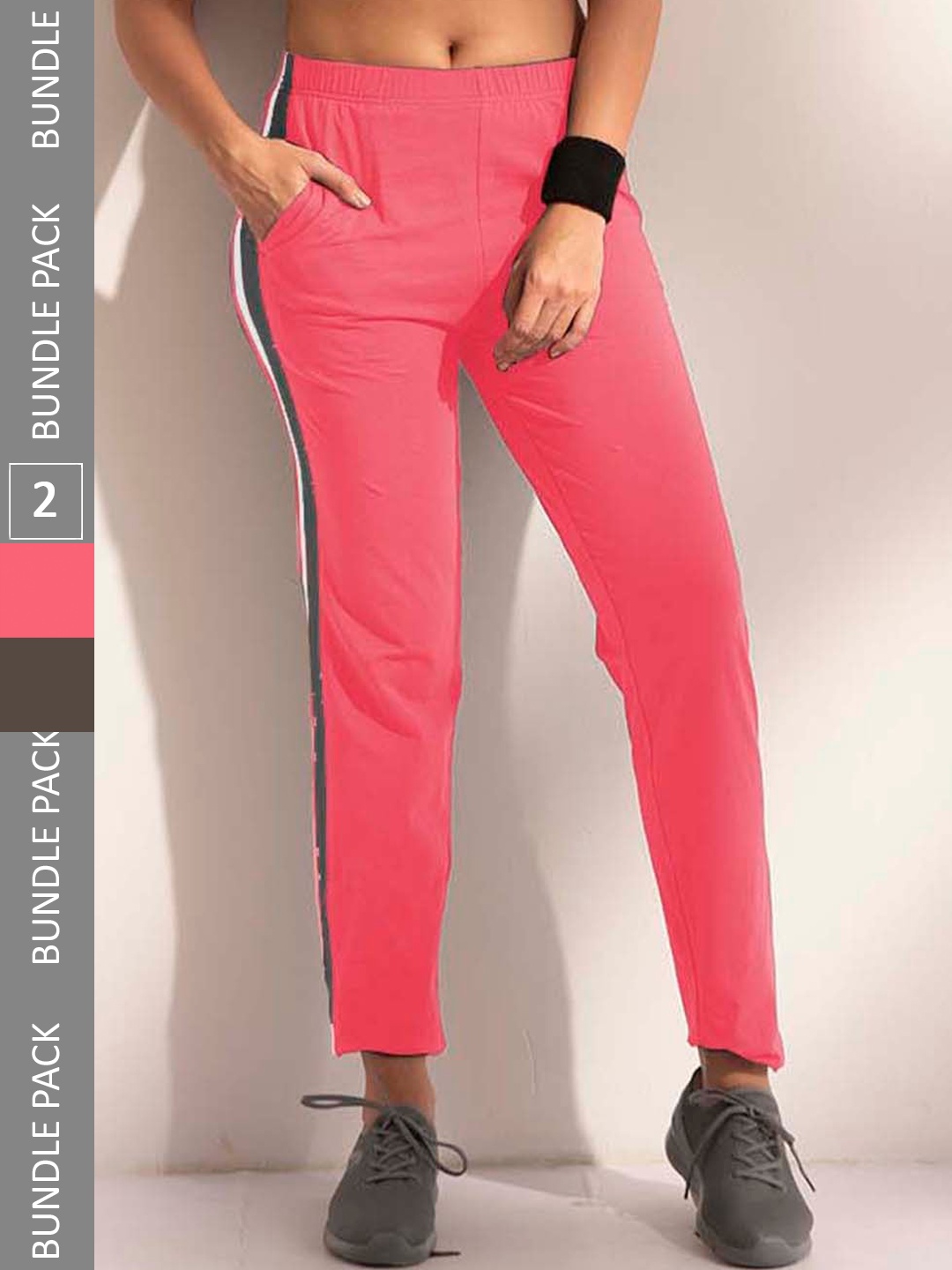 

LYRA Women Pack Of 2 Assorted Cotton Relaxed Fit Track Pants With Anti Odour Technology