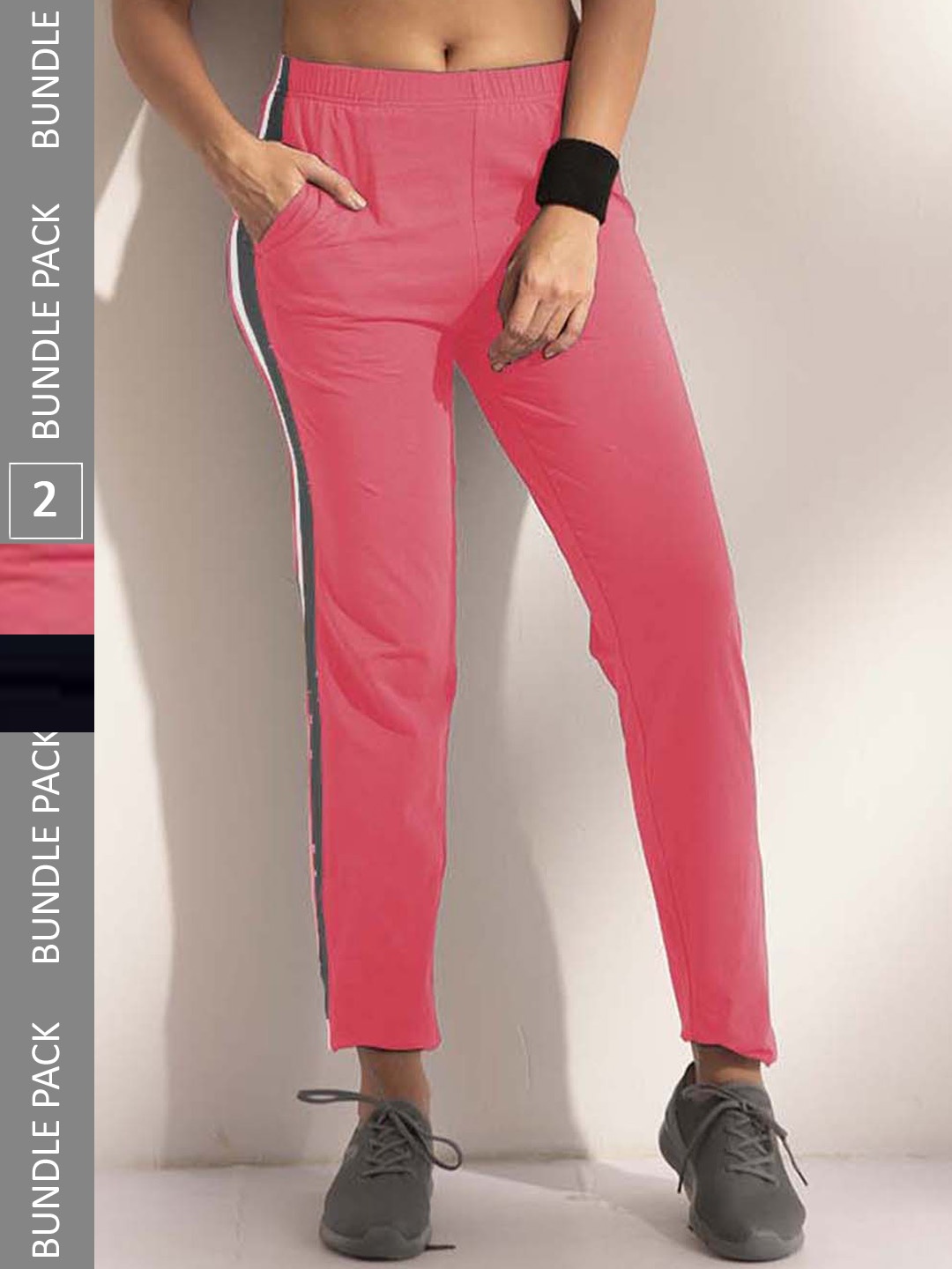 LYRA Women Pack Of 2 Assorted Cotton Relaxed Fit Sports Track Pants