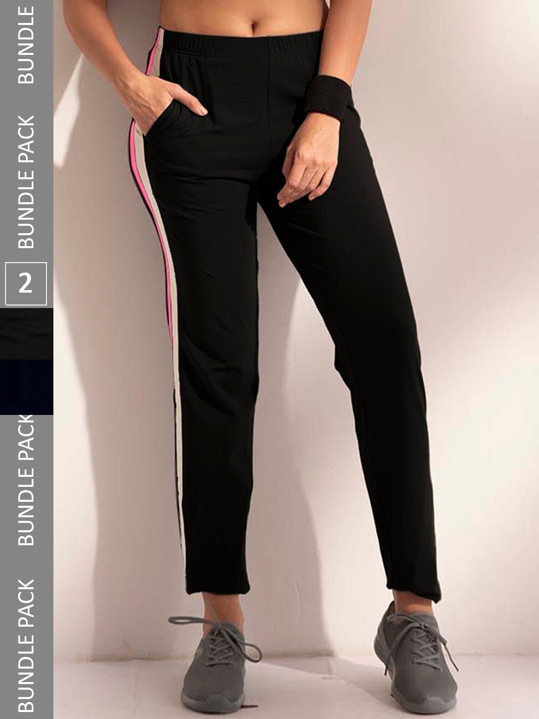 

LYRA Women Pack Of 2 Assorted Cotton Relaxed-Fit Anti Odour Track Pants