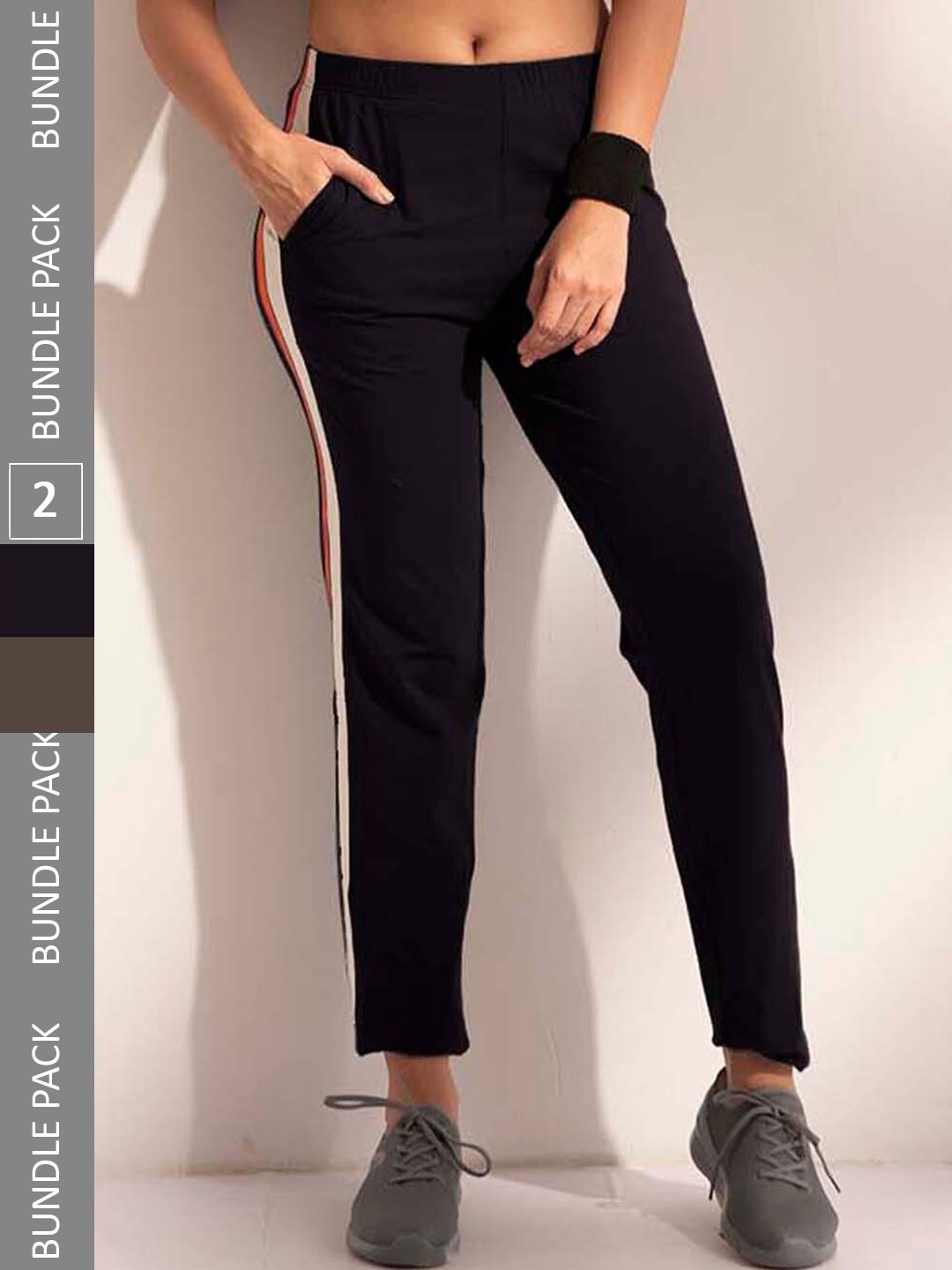 

LYRA Women Pack Of 2 Assorted Cotton Relaxed Fit Sports Track Pants