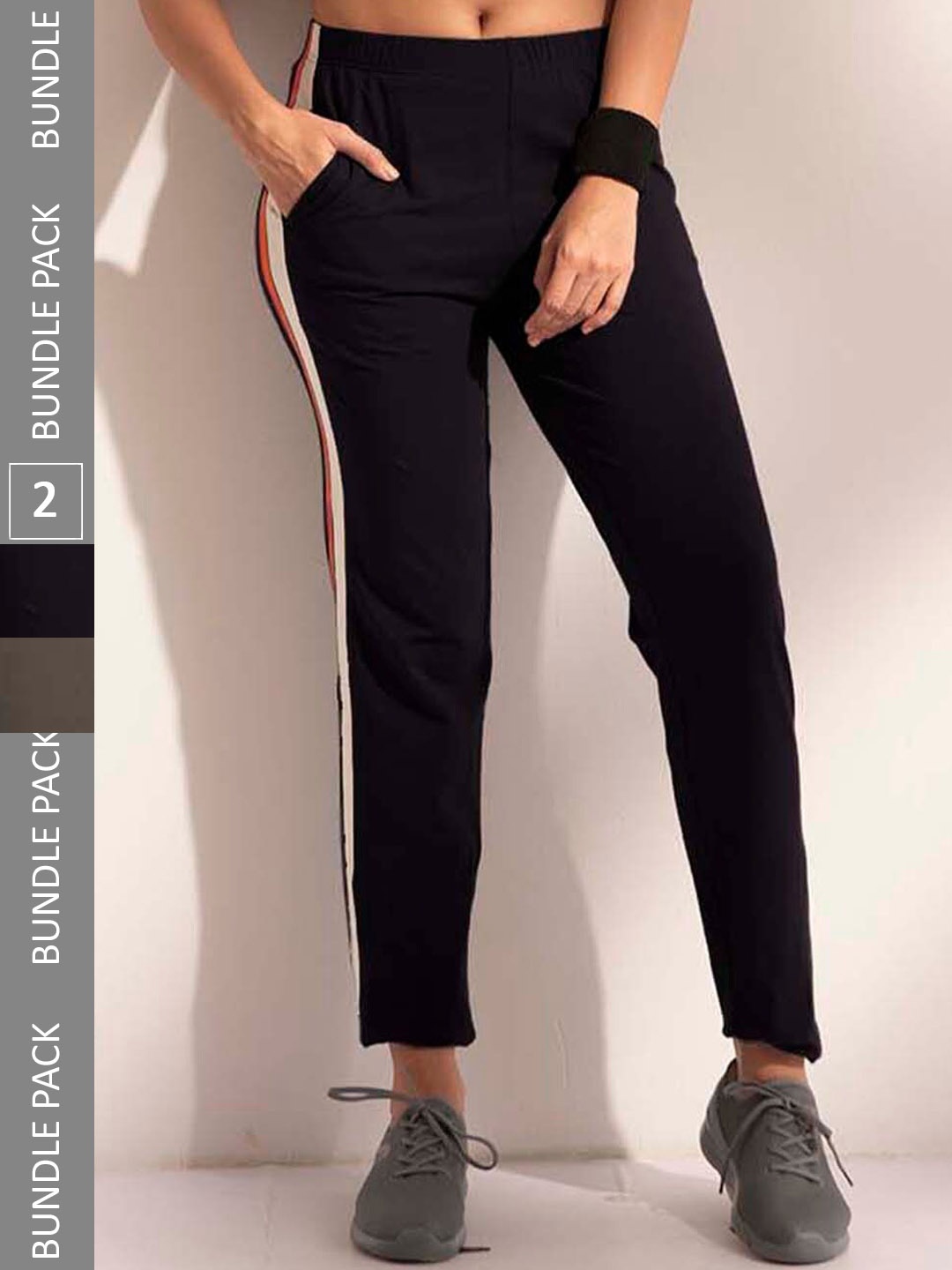 

LYRA Women Pack Of 2 Assorted Cotton Relaxed Fit Track Pants With Anti Odour Technology