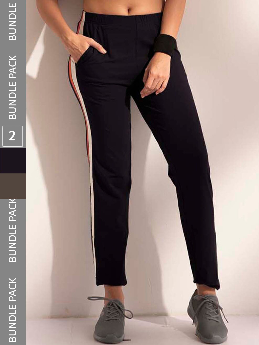 

LYRA Women Pack Of 2 Assorted Cotton Relaxed-fit Anti Odour Track Pants