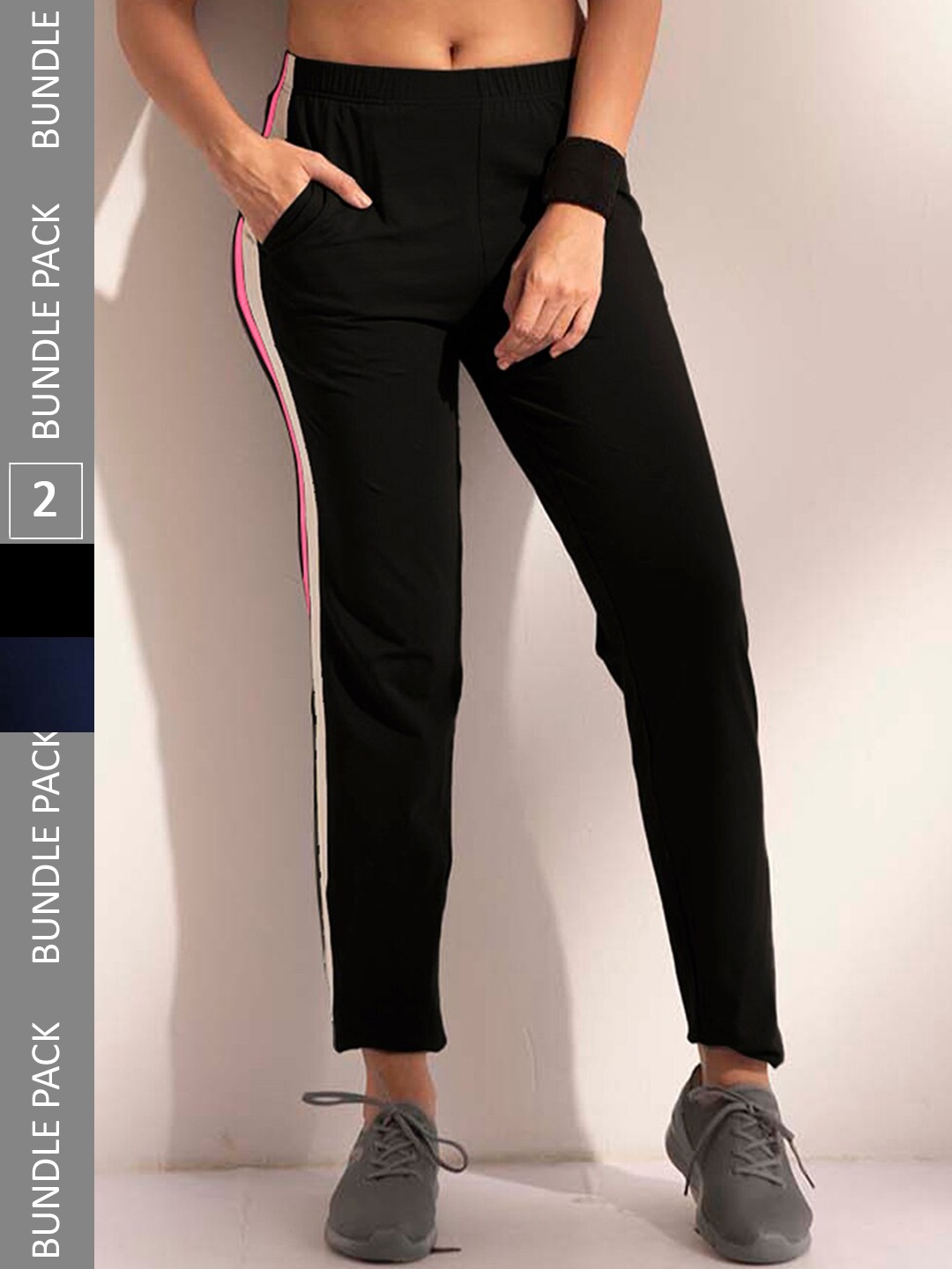 

LYRA Women Pack Of 2 Assorted Cotton Relaxed-Fit Anti Odour Track Pants