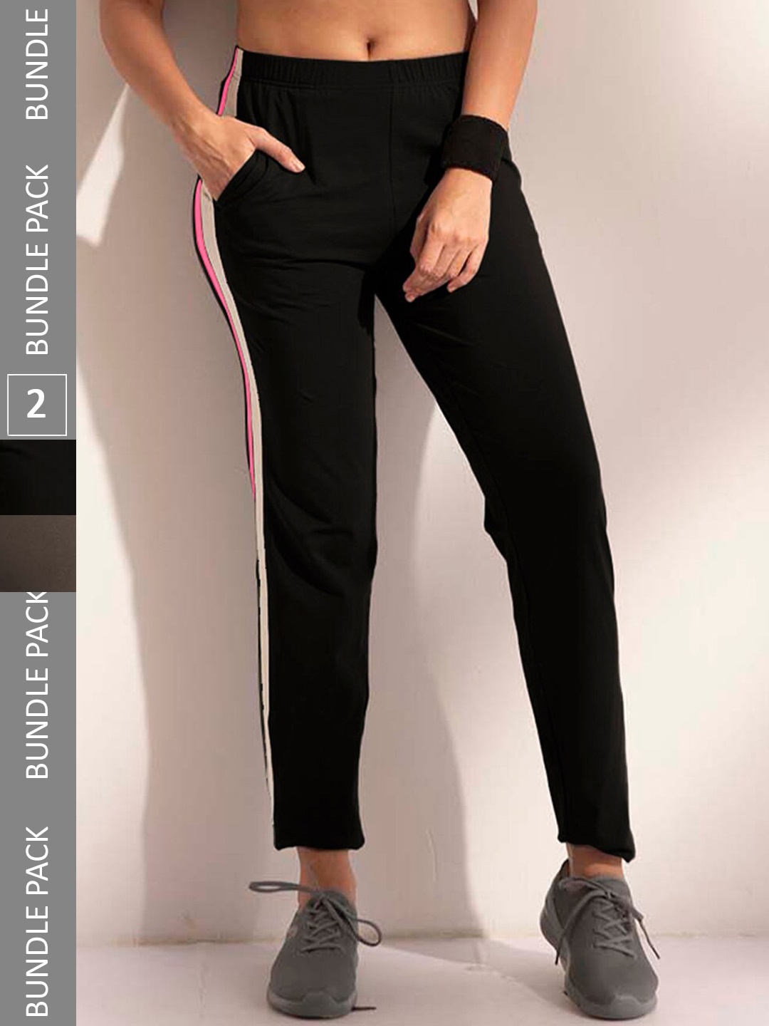 LYRA Women Pack Of 2 Assorted Cotton Relaxed Fit Sports Track Pants