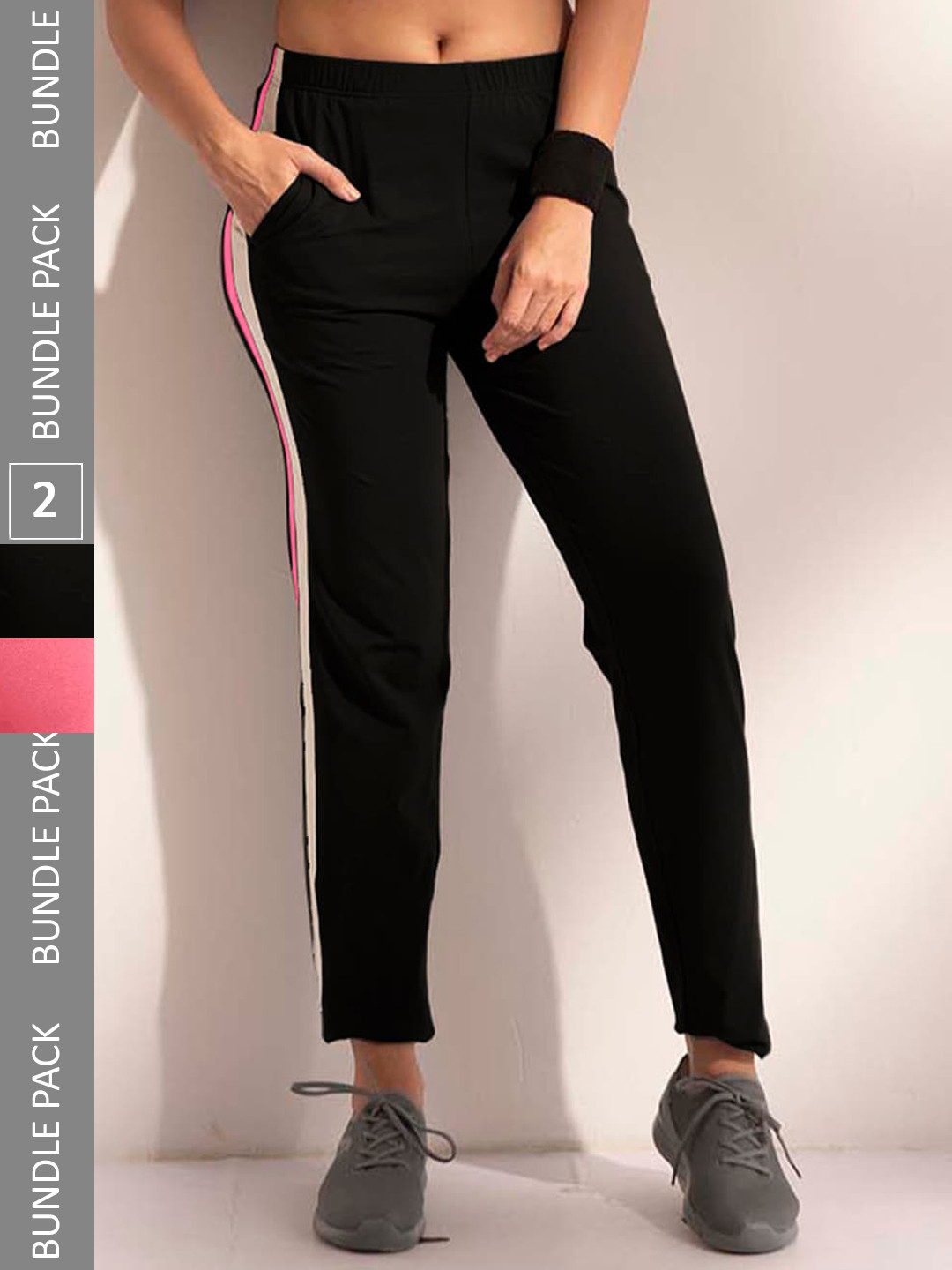 

LYRA Women Pack Of 2 Assorted Cotton Relaxed Fit Track Pants With Anti Odour Technology