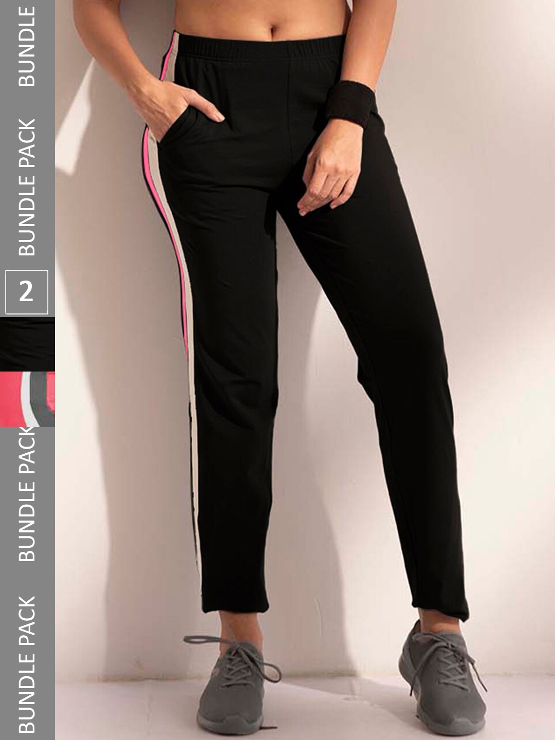 

LYRA Women Pack Of 2 Assorted Cotton Relaxed-Fit Track Pants With Anti Odour Technology