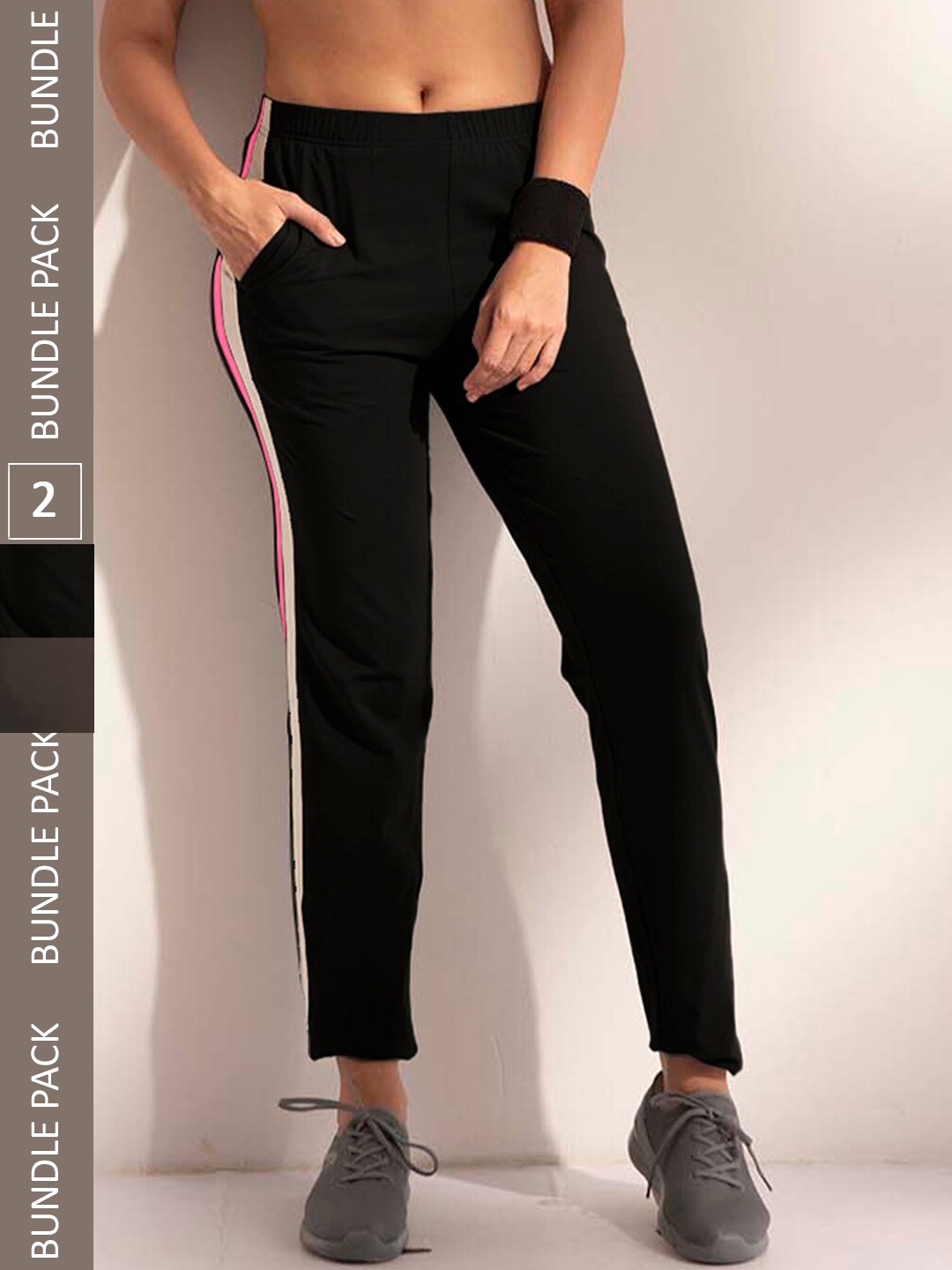 

LYRA Women Pack Of 2 Assorted Cotton Relaxed Fit Anti Odour Track Pants
