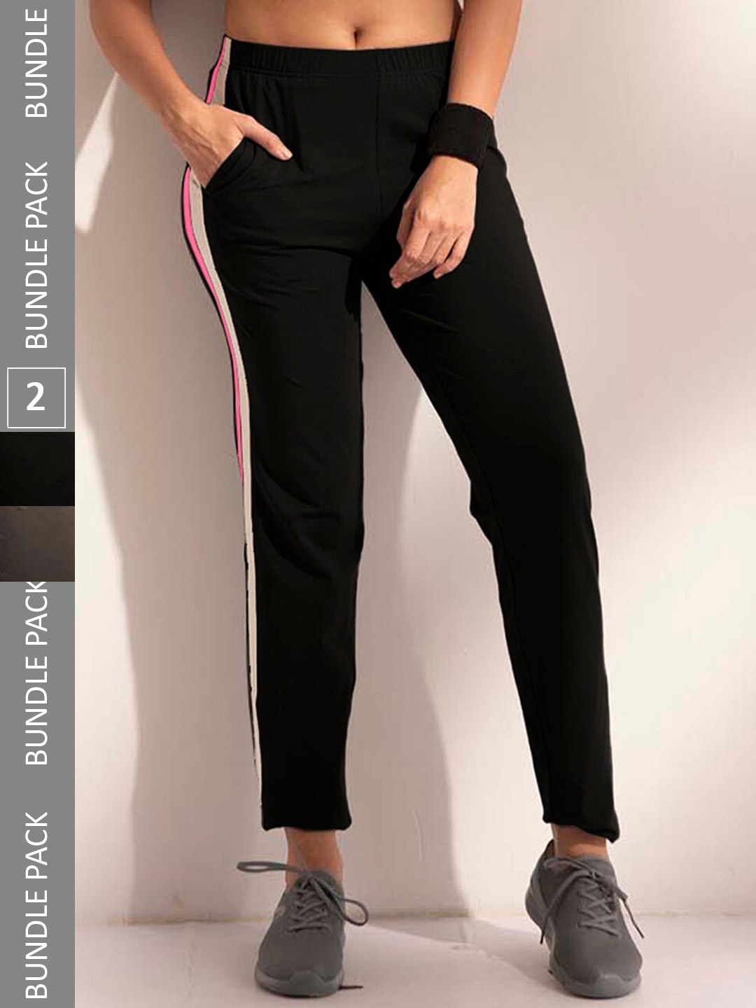 LYRA Women Pack Of 2 Assorted Cotton Relaxed Fit Anti Odour Outdoor Cotton Track Pants