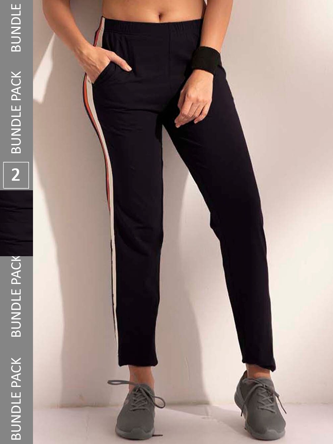 

LYRA Women Pack Of 2 Assorted Cotton Relaxed Fit Sports Track Pants