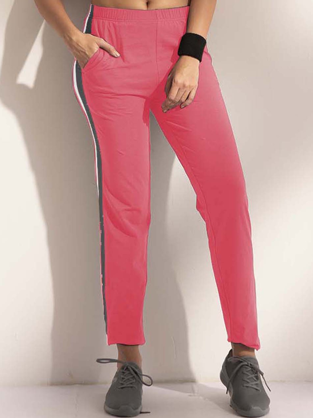 

LYRA Women Mid-Rise Relaxed Fit Sports Track Pants, Pink