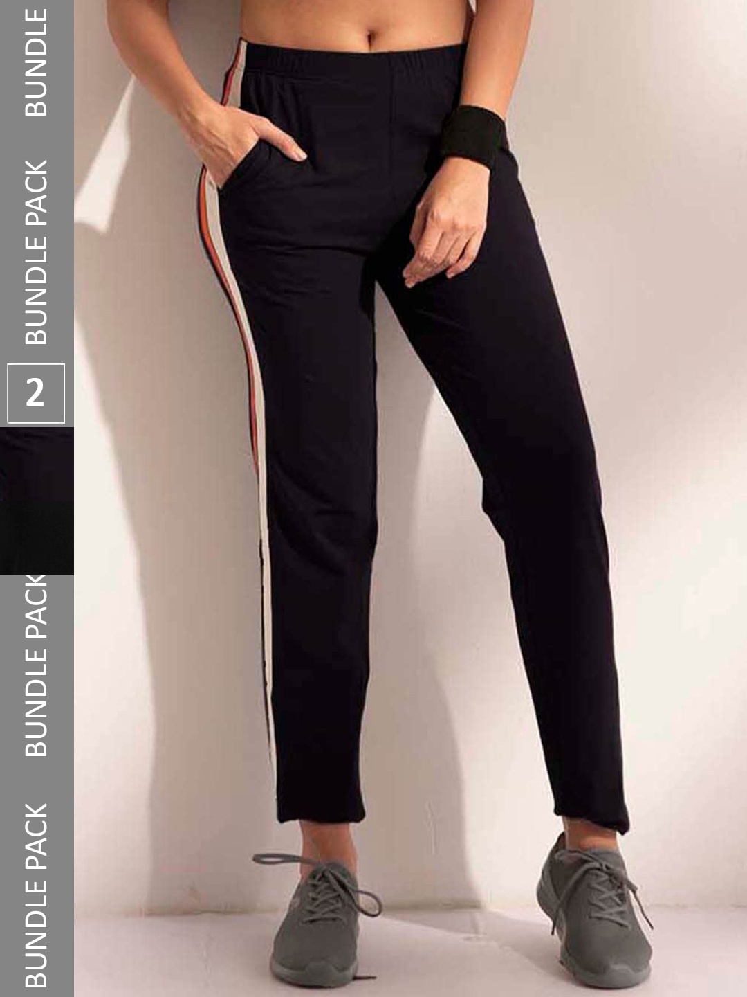

LYRA Women Pack Of 2 Assorted Cotton Relaxed Fit Anti Odour Track Pants