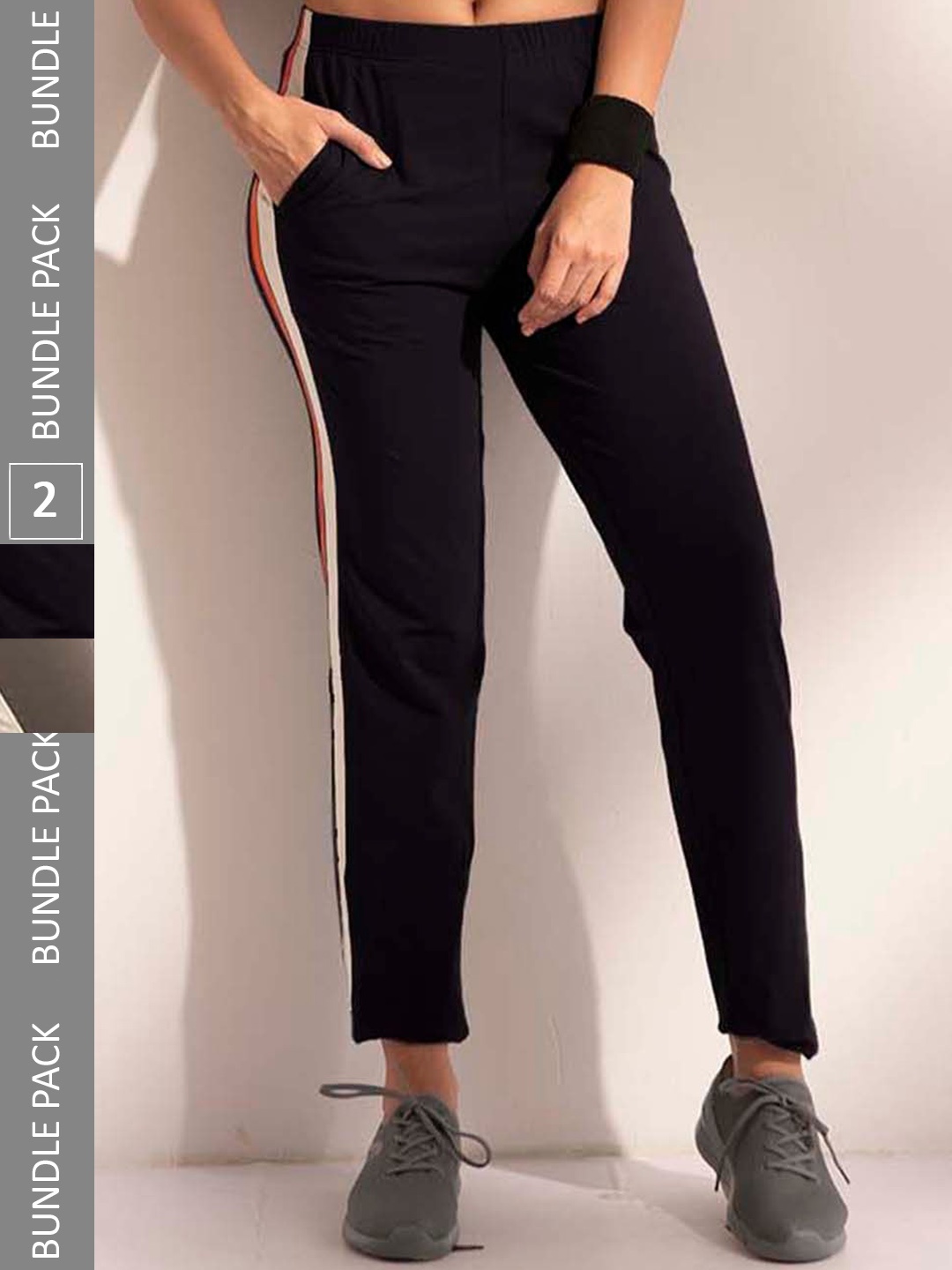 

LYRA Women Pack Of 2 Assorted Cotton Relaxed Fit Track Pants