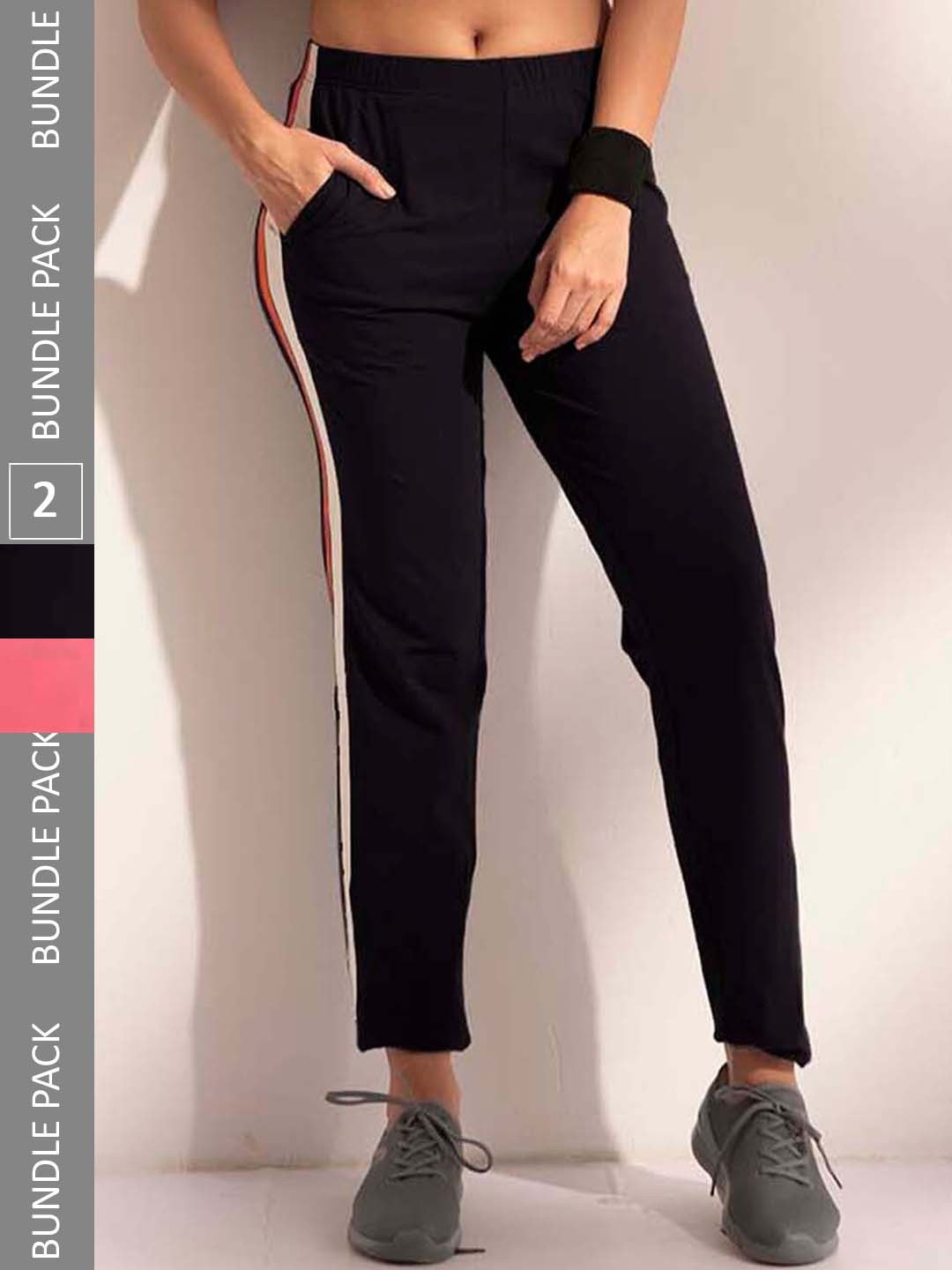 

LYRA Women Pack Of 2 Assorted Cotton Relaxed Fit Anti Odour Outdoor Cotton Track Pants