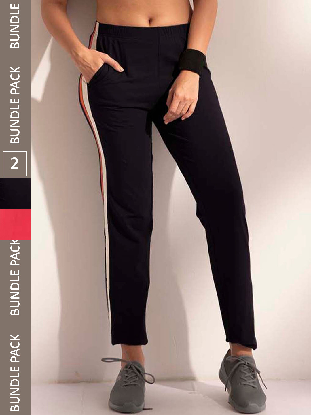 

LYRA Women Pack Of 2 Assorted Cotton Relaxed Fit Sports Track Pants