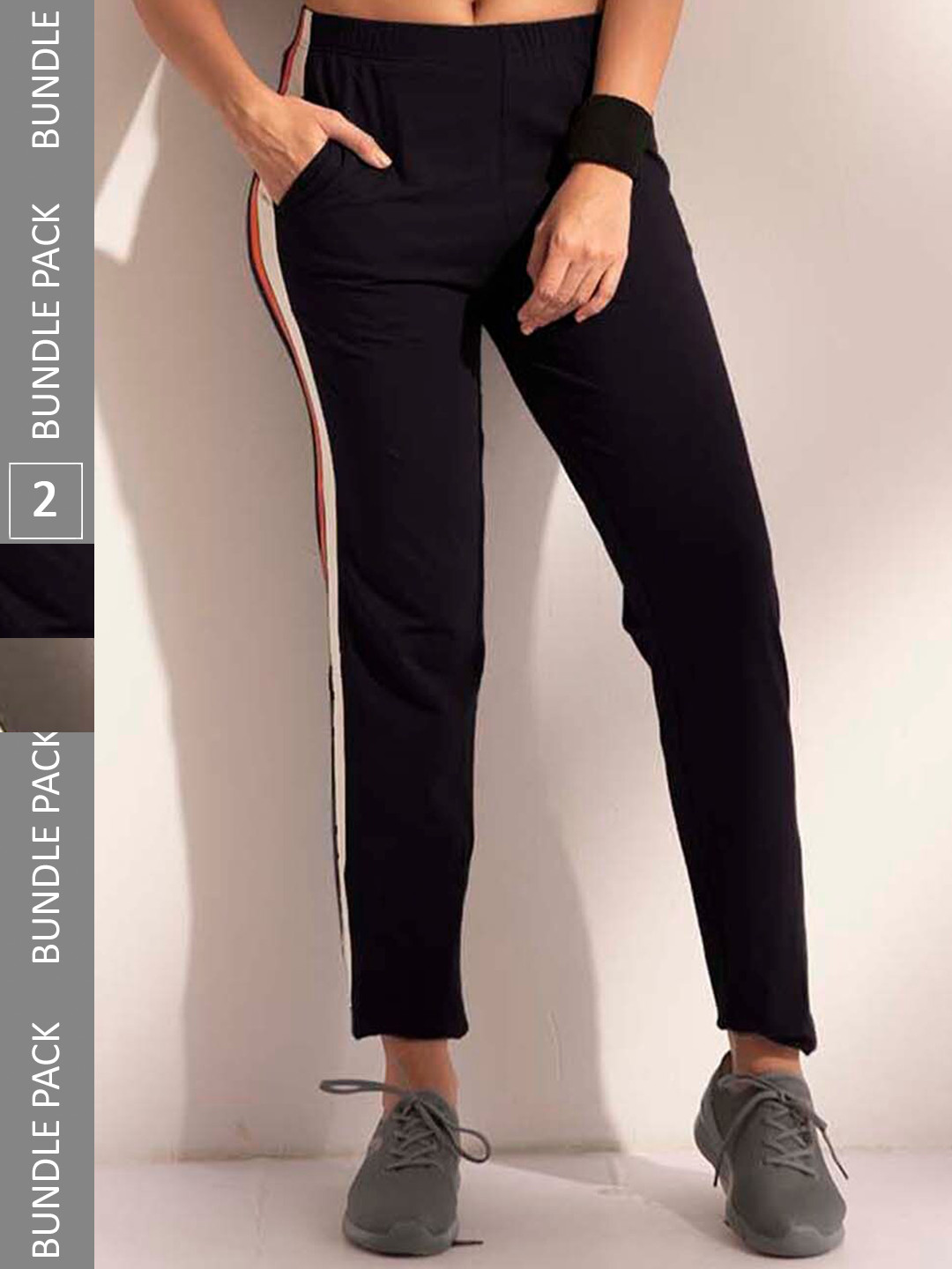 

LYRA Women Pack Of 2 Assorted Cotton Relaxed Fit Track Pants With Anti Odour Technology