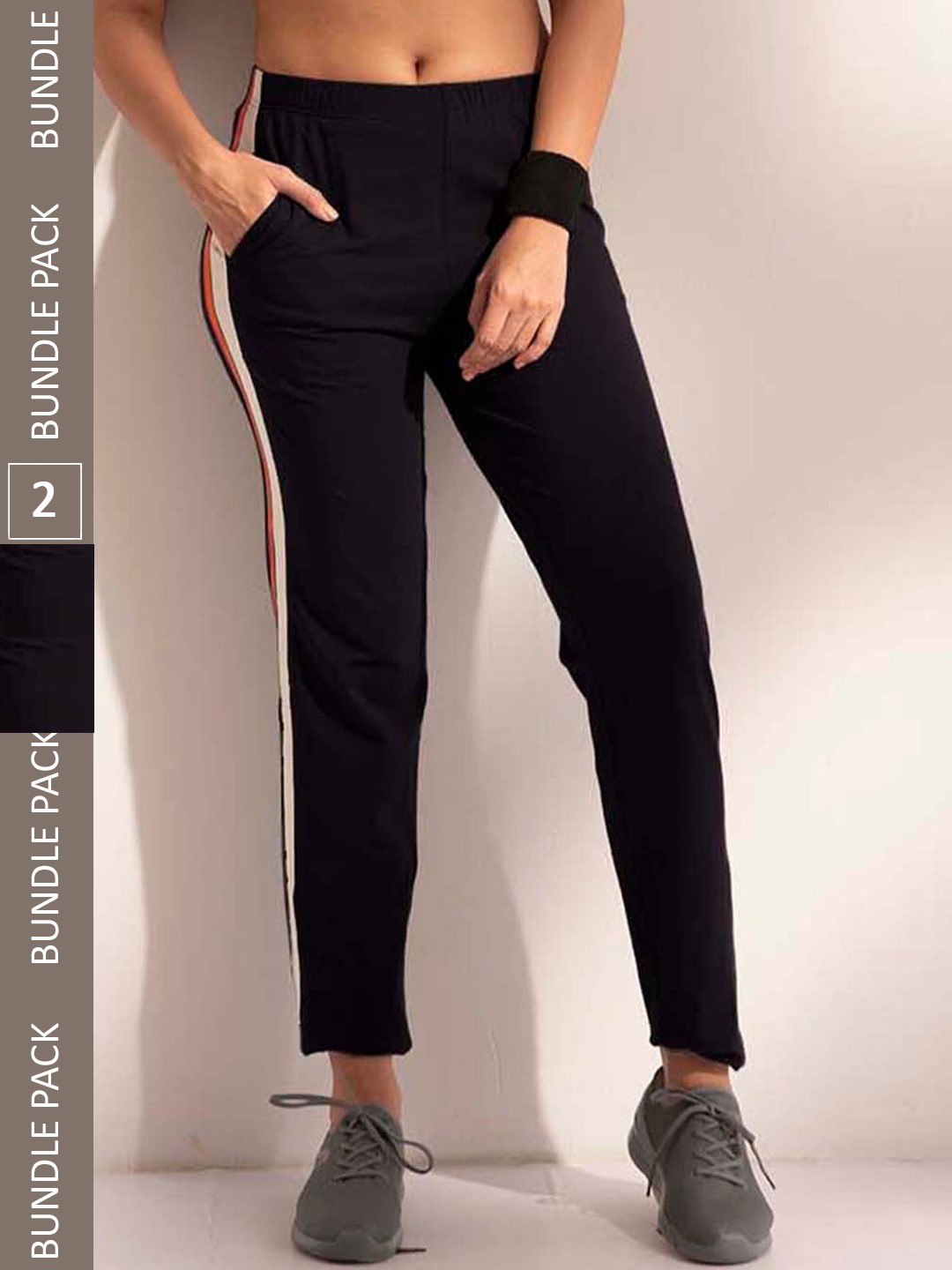 

LYRA Women Pack Of 2 Assorted Cotton Relaxed-Fit Anti Odour Track Pants