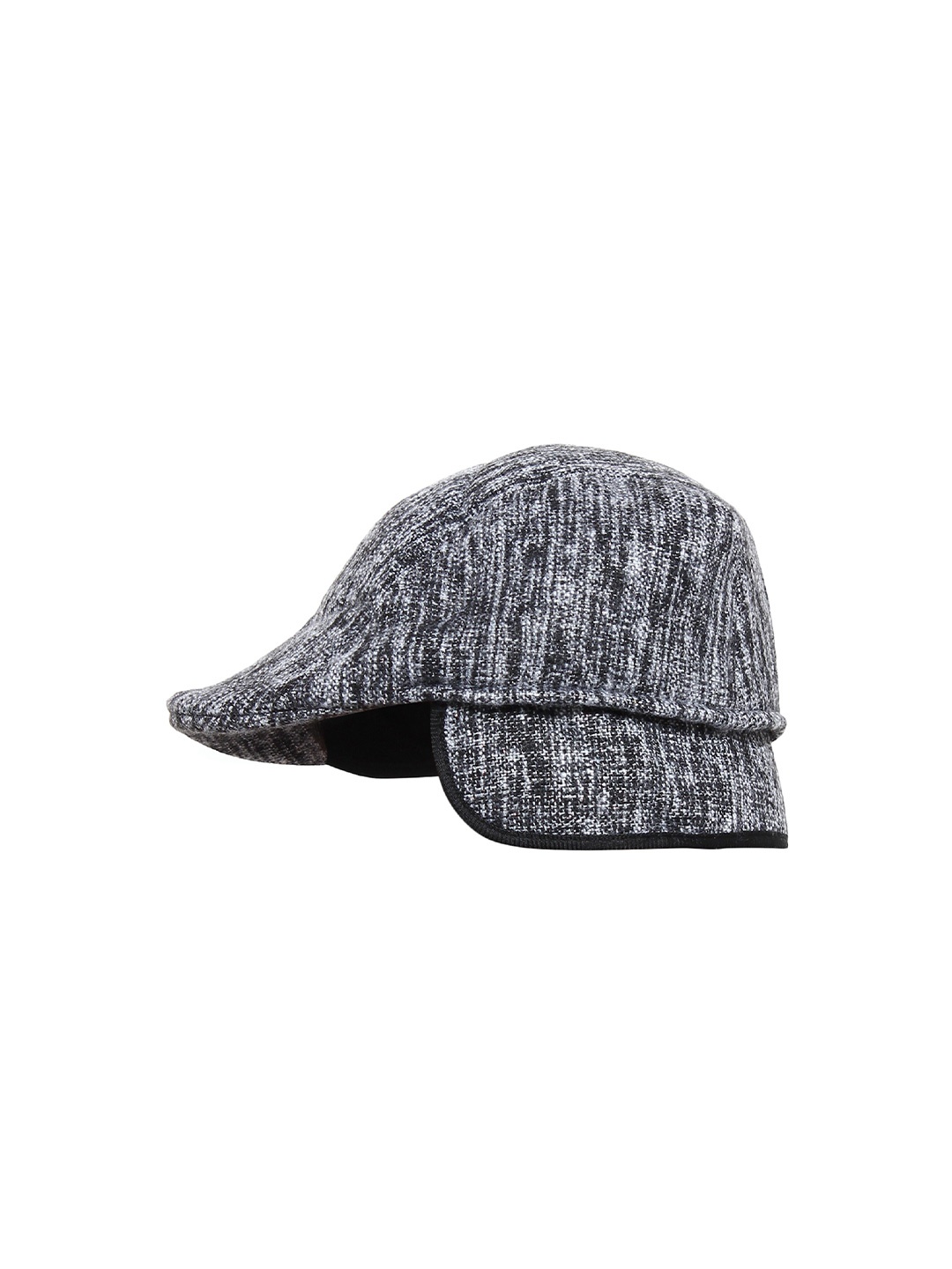 

Zacharias Men Self Design Woollen Ascot Cap With Earmuff, Grey