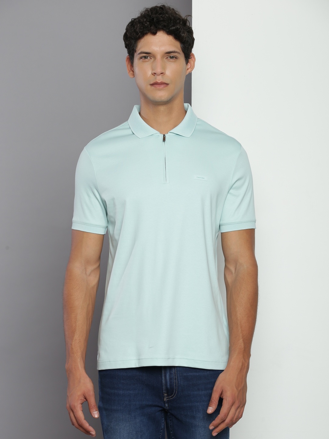 

Calvin Klein Jeans Polo Collar Regular Fit Pure Cotton T-shirt, Blue