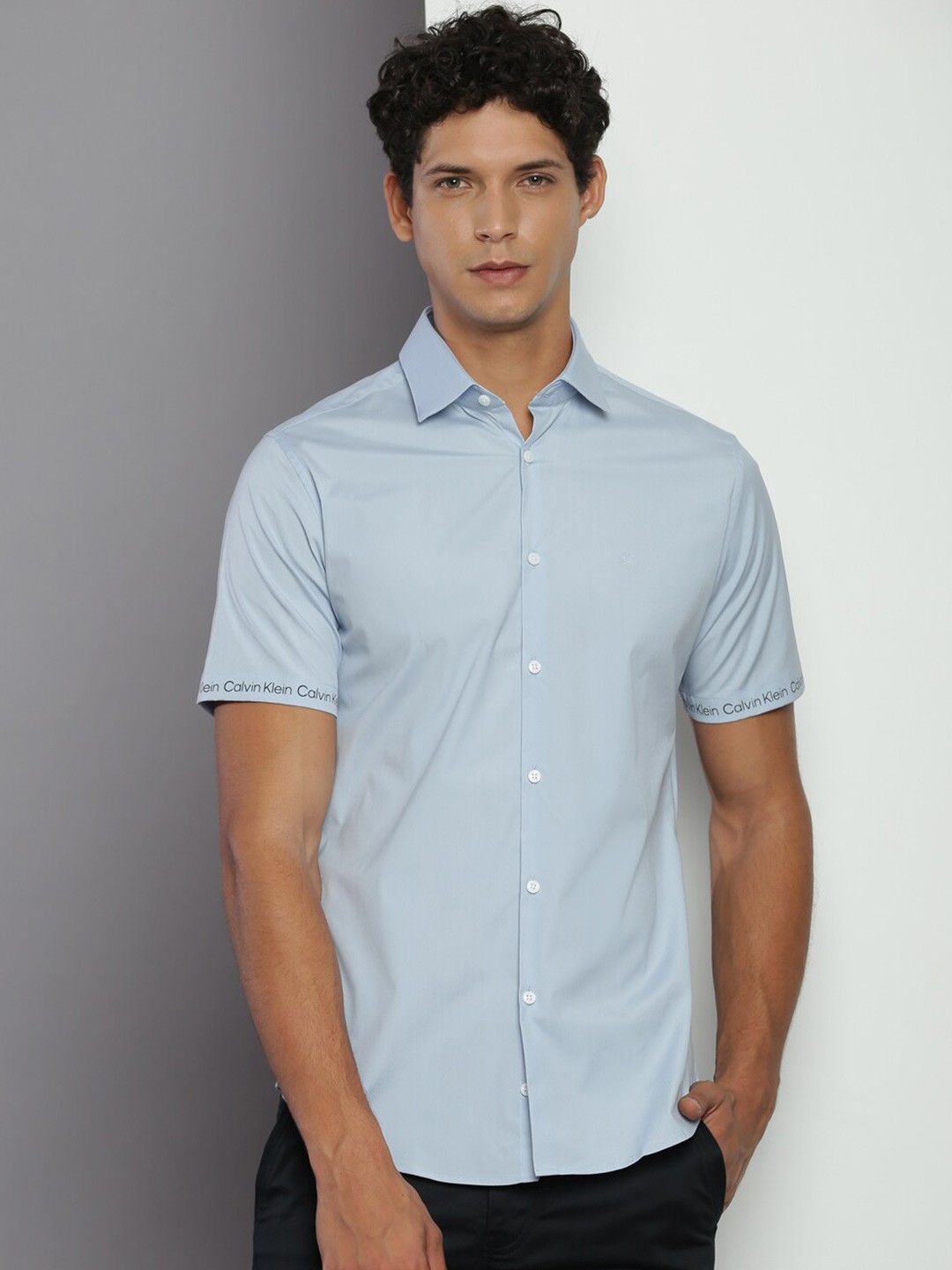 

Calvin Klein Jeans Slim Fit Opaque Casual Cotton Shirt, Blue