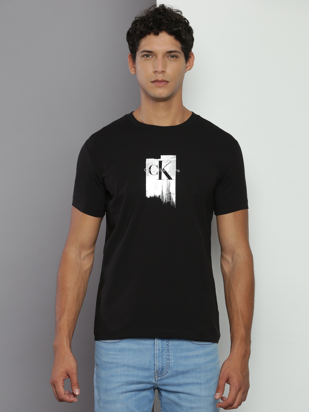 Calvin Klein Jeans Typography Printed Slim Fit T-shirt, Black