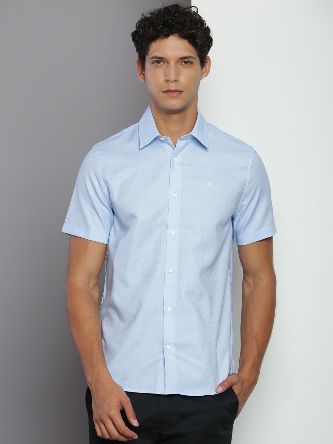 

Calvin Klein Jeans Slim Fit Spread Collar Casual Shirt, Blue