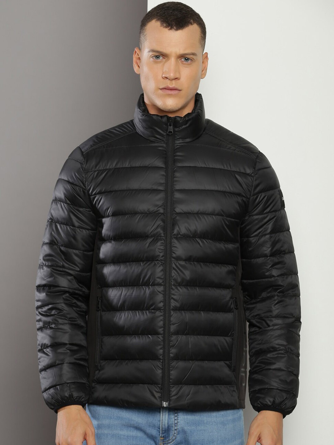 

Calvin Klein Jeans Mock Collar Puffer Jacket, Black