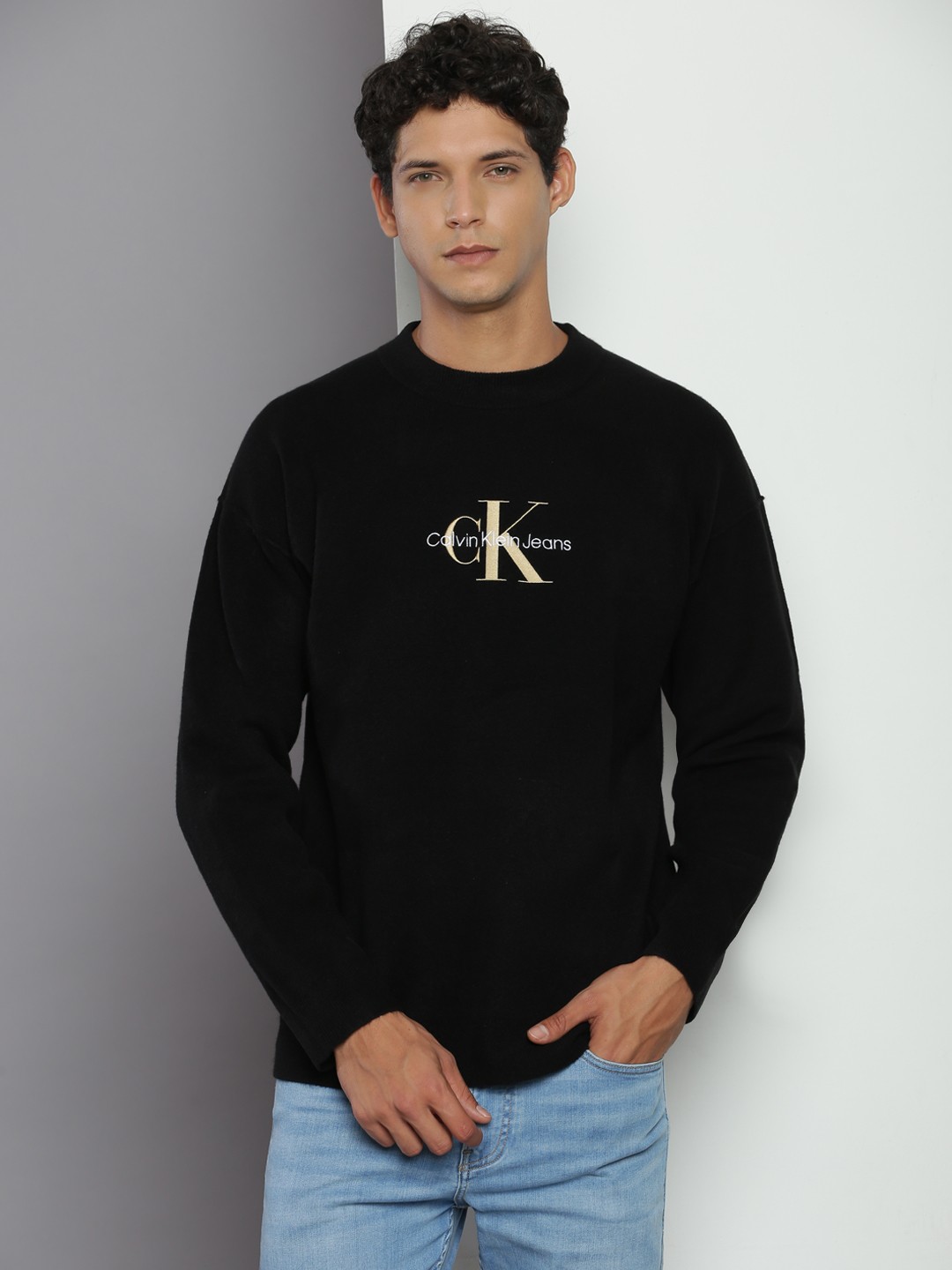 

Calvin Klein Jeans Long Sleeves Printed Pullover, Black