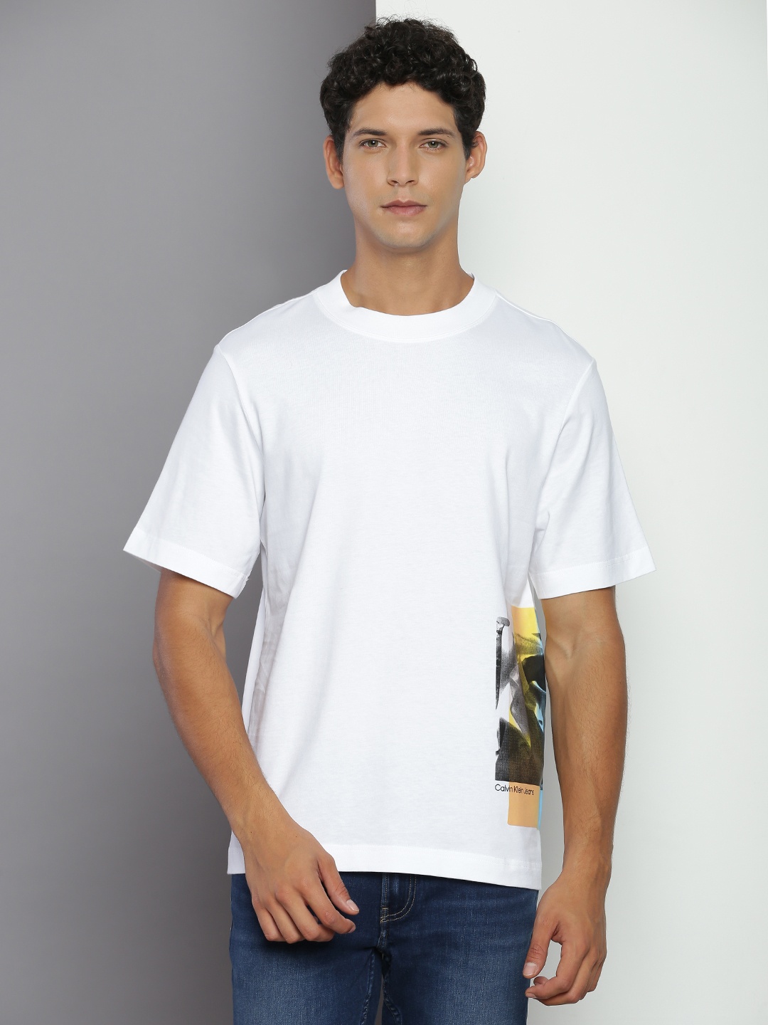 

Calvin Klein Jeans Typography Printed Relaxed Fit Pure Cotton T-shirt, White