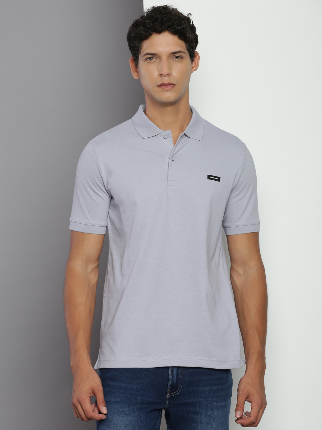 

Calvin Klein Jeans Polo Collar Short Sleeve Slim Fit T-shirt, Grey