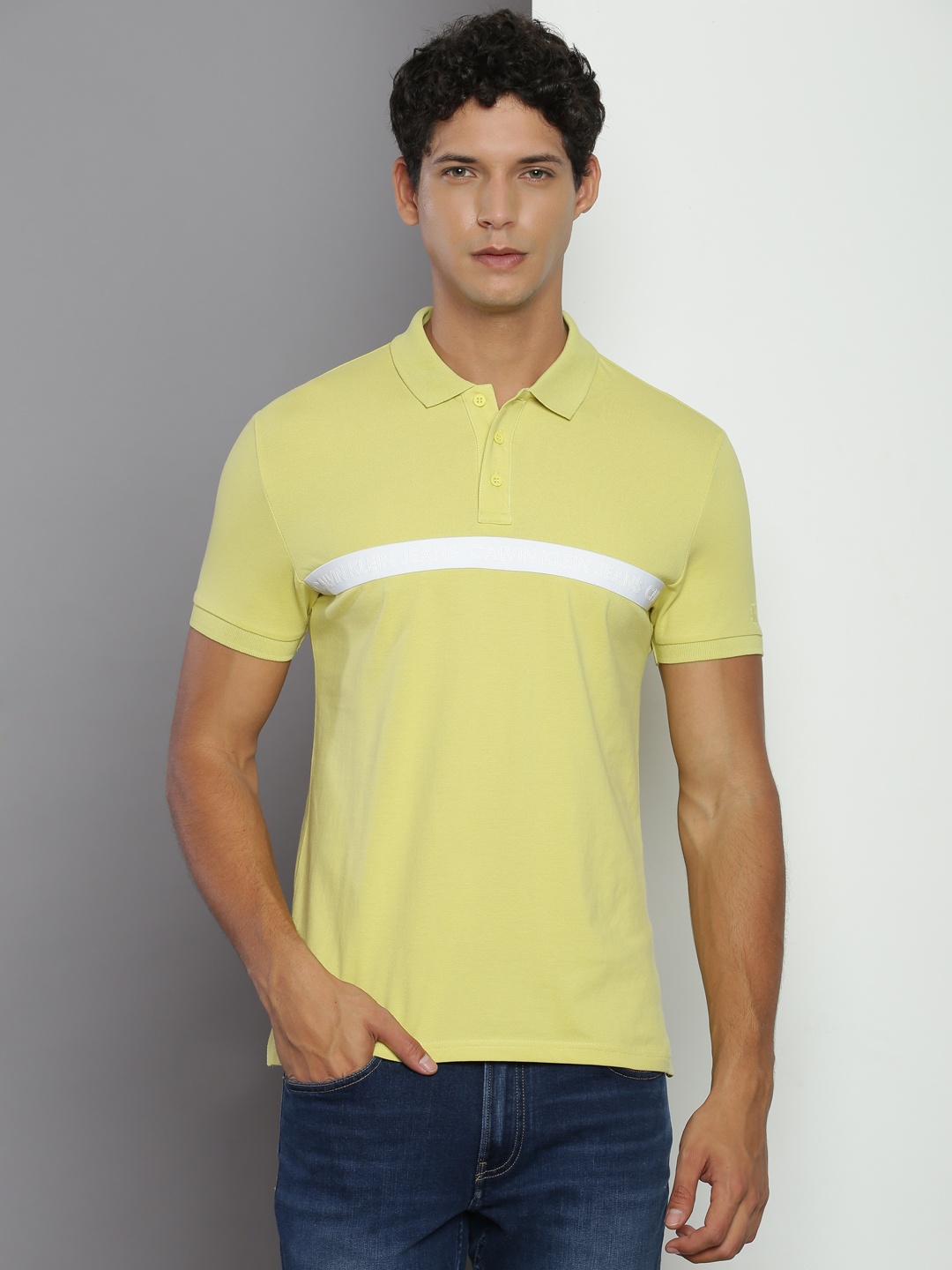 

Calvin Klein Jeans Polo Collar Slim Fit T-shirt, Yellow
