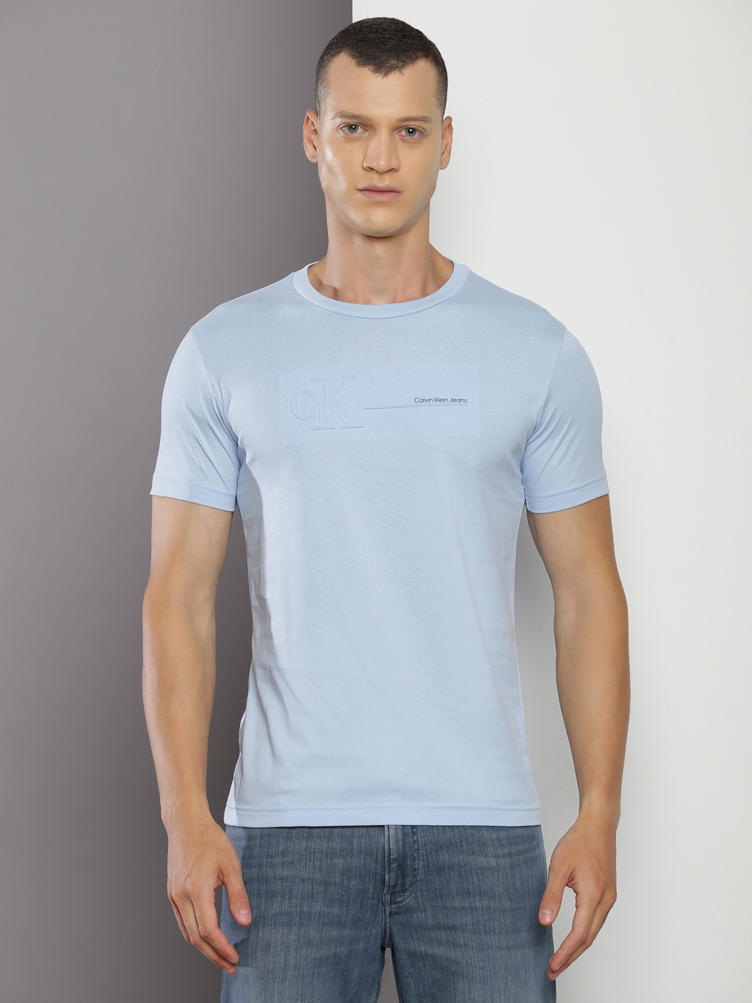 

Calvin Klein Jeans Typography Printed Slim Fit T-shirt, Blue