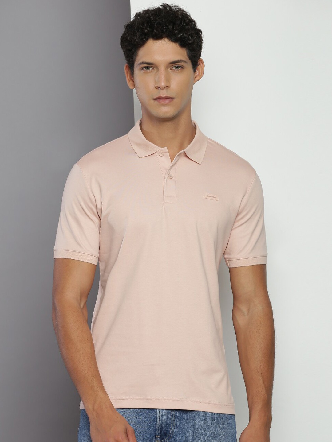 

Calvin Klein Jeans Polo Collar Cotton Regular T-shirt, Pink