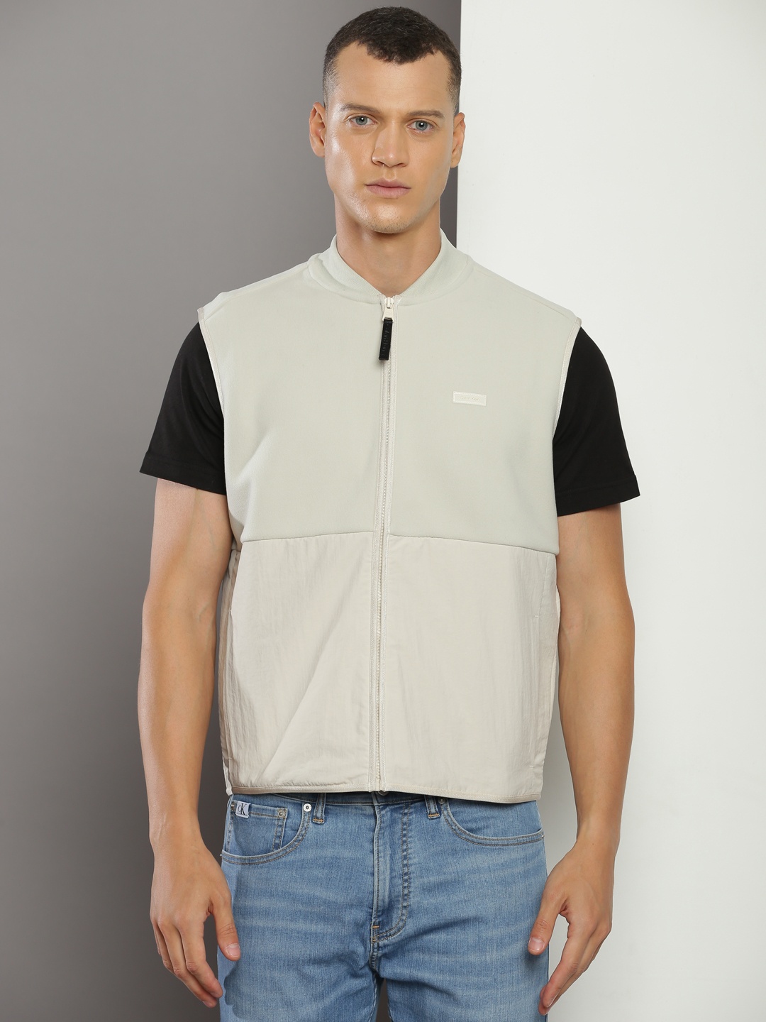 

Calvin Klein Jeans Mock Collar Sweatshirt, Beige