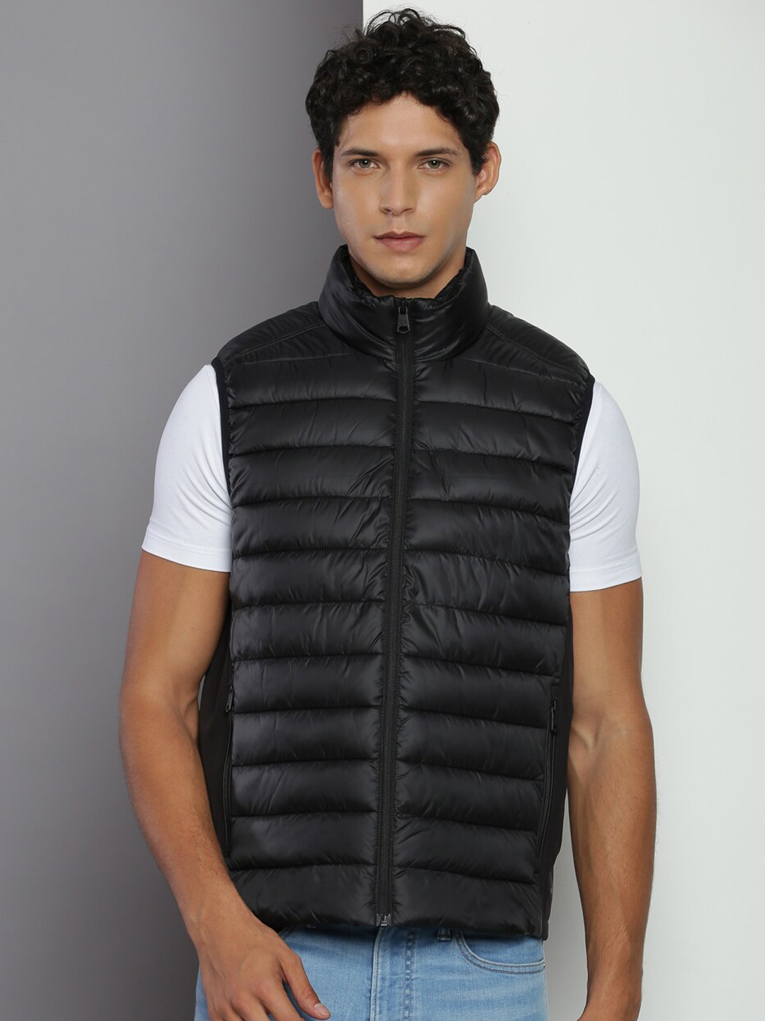 

Calvin Klein Jeans Mock Collar Puffer Jacket, Black