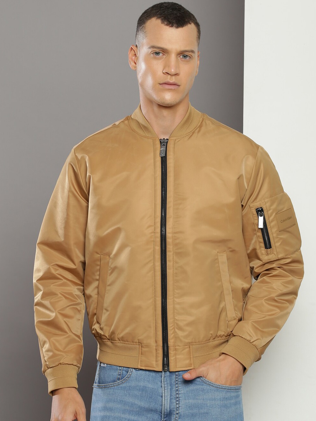 

Calvin Klein Jeans Stand Collar Bomber Jacket, Khaki