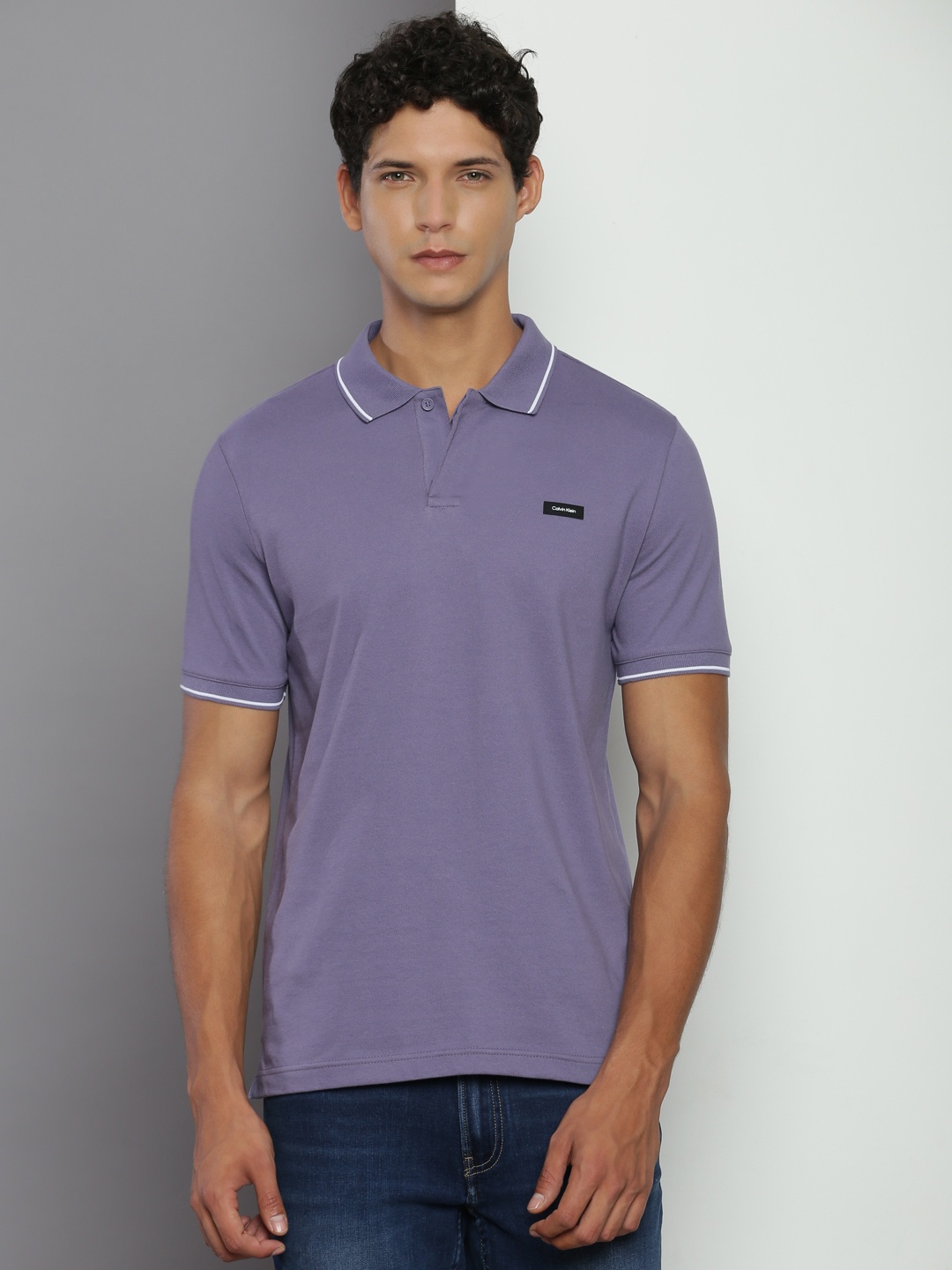 

Calvin Klein Jeans Polo Collar Slim Fit T-shirt, Purple