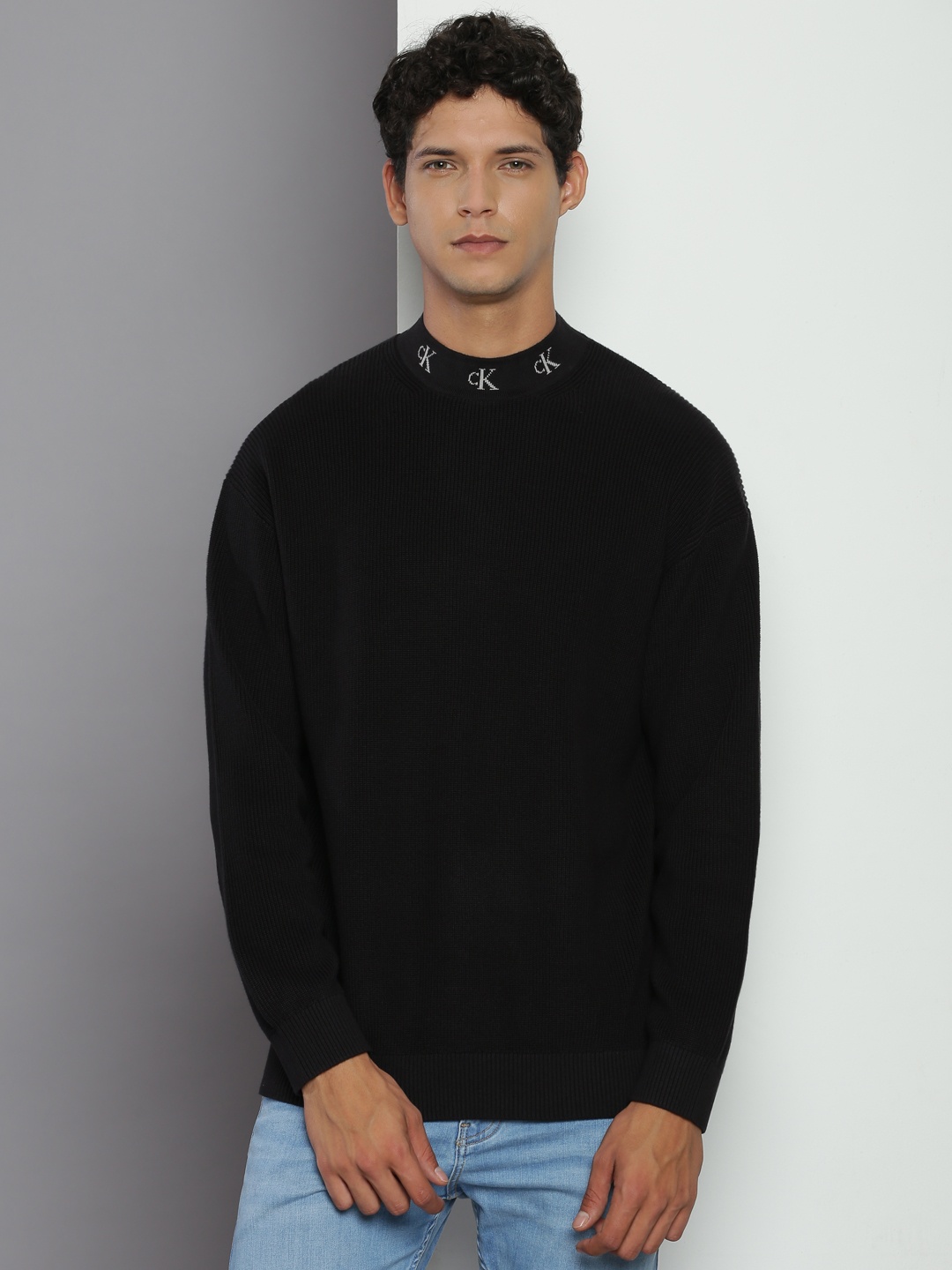 

Calvin Klein Jeans Ribbed Organic Cotton Pullover, Black