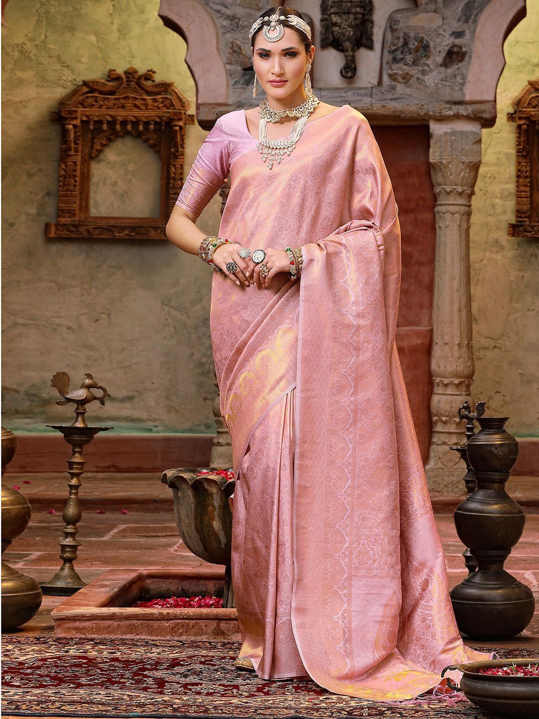 

Mitera Woven Design Art Silk Saree, Lavender