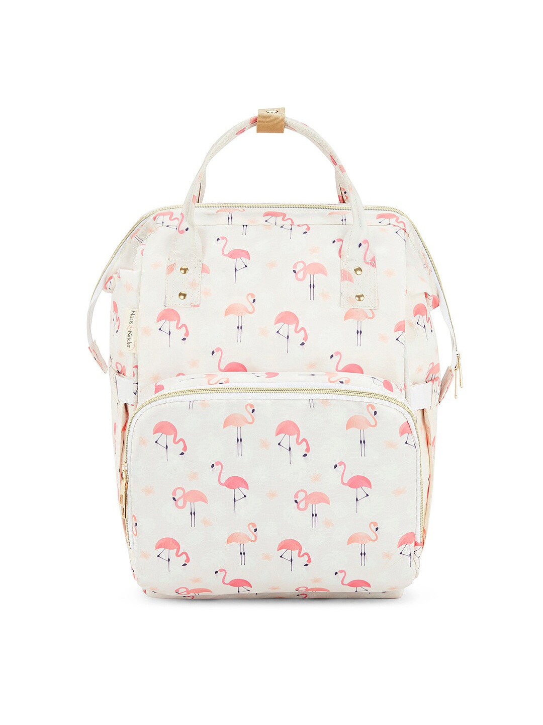 

haus & kinder Kids Printed Canvas Water Resistant 20L Diaper Backpack, White